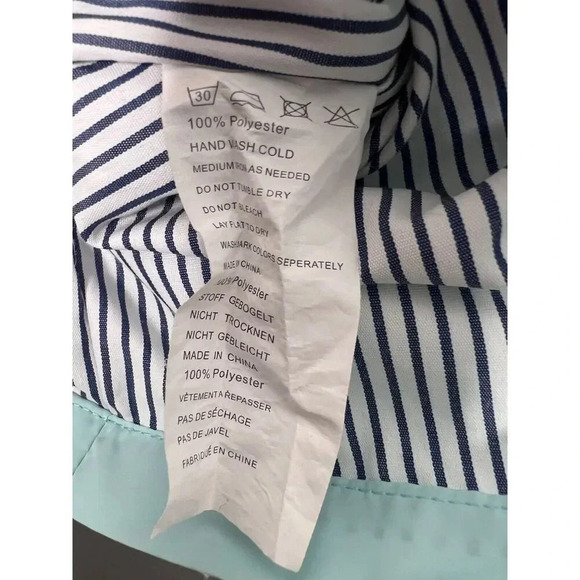 Zegolo baby blue & stripes hooded rain jacket coat outdoor women’s size Small - Picture 4 of 5